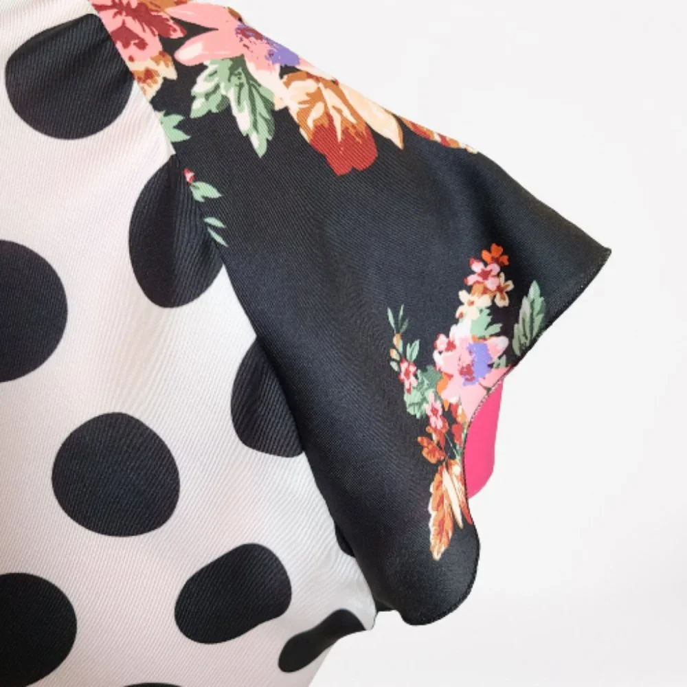 ZARA FLORAL PRINT POLAK DOT AND PATCHWORK DRESS - STUNNING - SIZE S - Picture 11 of 16
